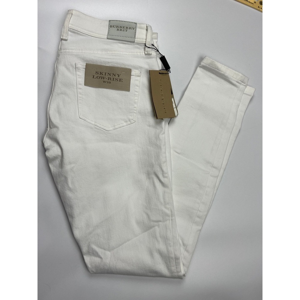 Burberry Brit Womens Skinny Low-Rise Jeans White Denim W28 NWT